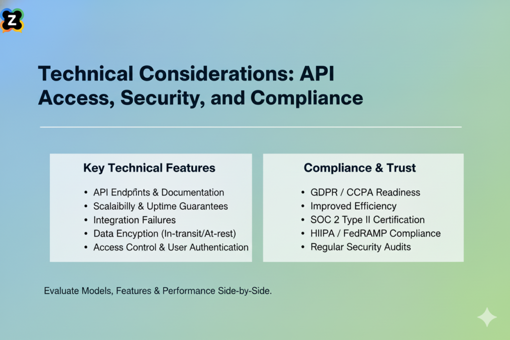 Technical Considerations: API Access, Security, and Compliance