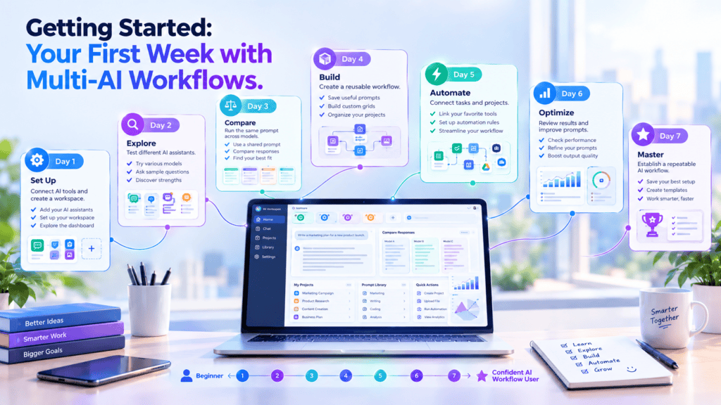 The Ultimate Guide to Using Multiple Chatbots in One App: Transform Your AI Workflow in 2026 6 Getting Started Your First Week with Multi-AI Workflows