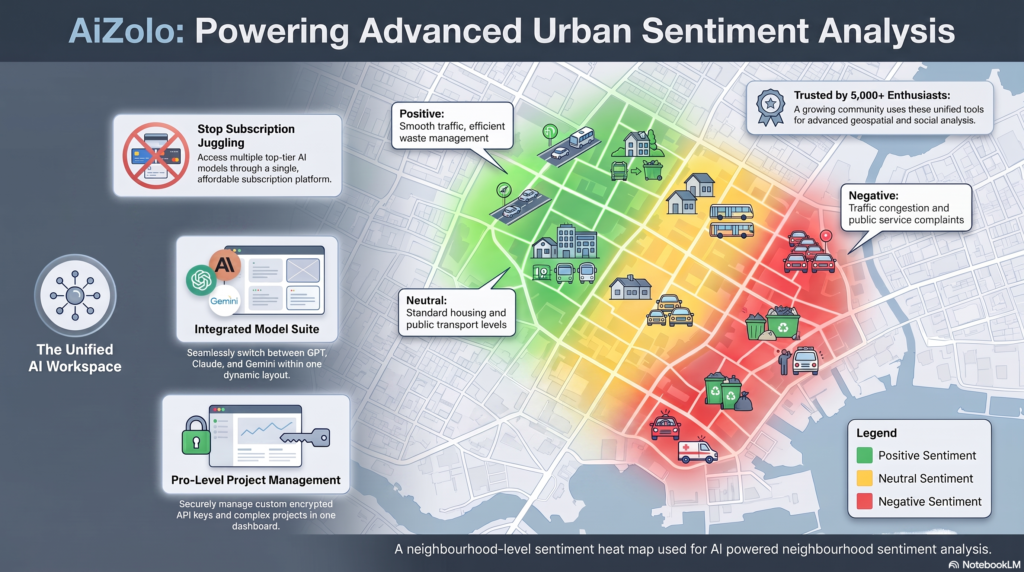 AI powered neighbourhood sentiment analysis heat map by city block
