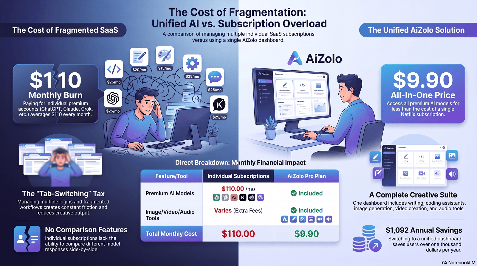 AI subscription savings compared to individual SaaS tools