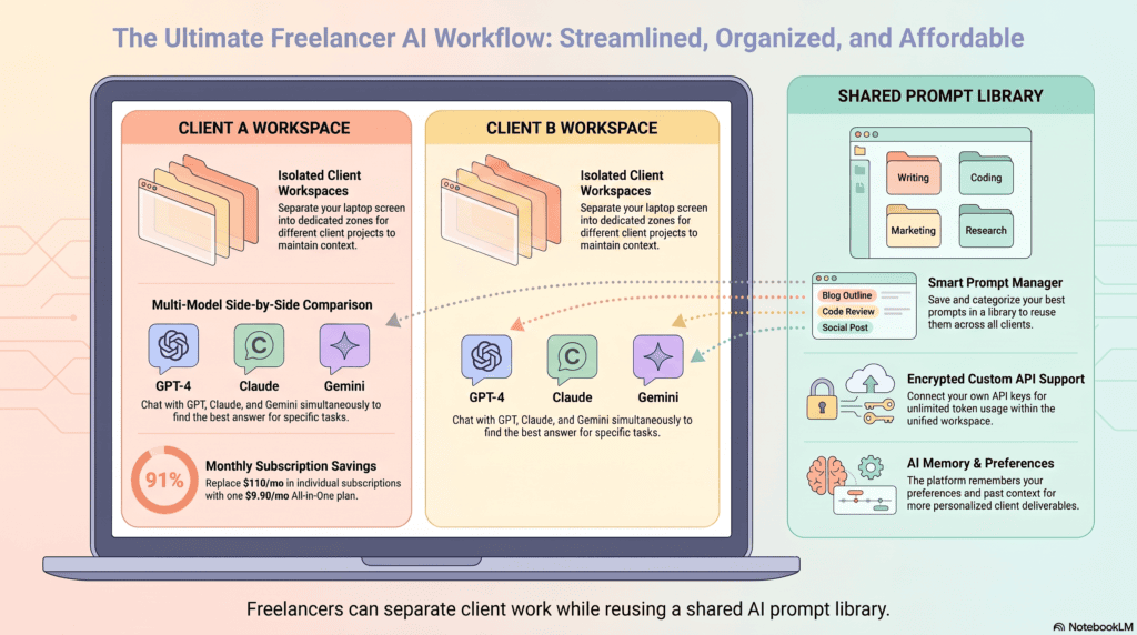 AI workspace for freelancers managing multiple client projects