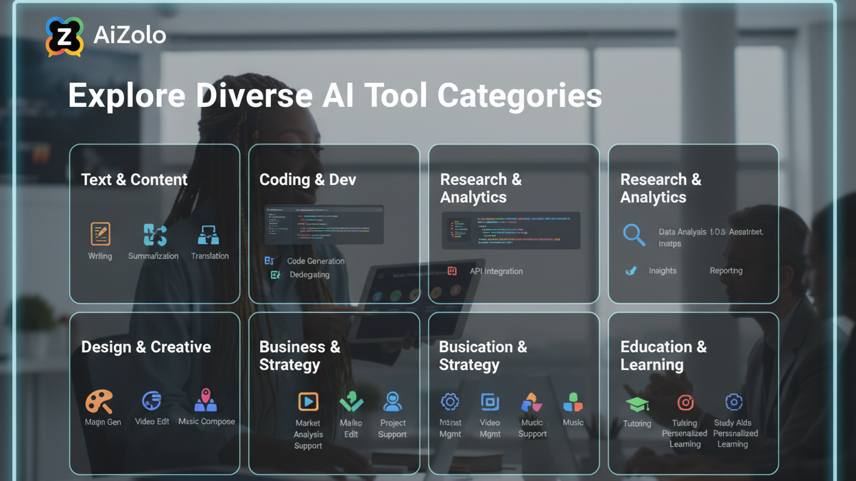 Visual grid showing diverse AI tool categories available in AiZolo