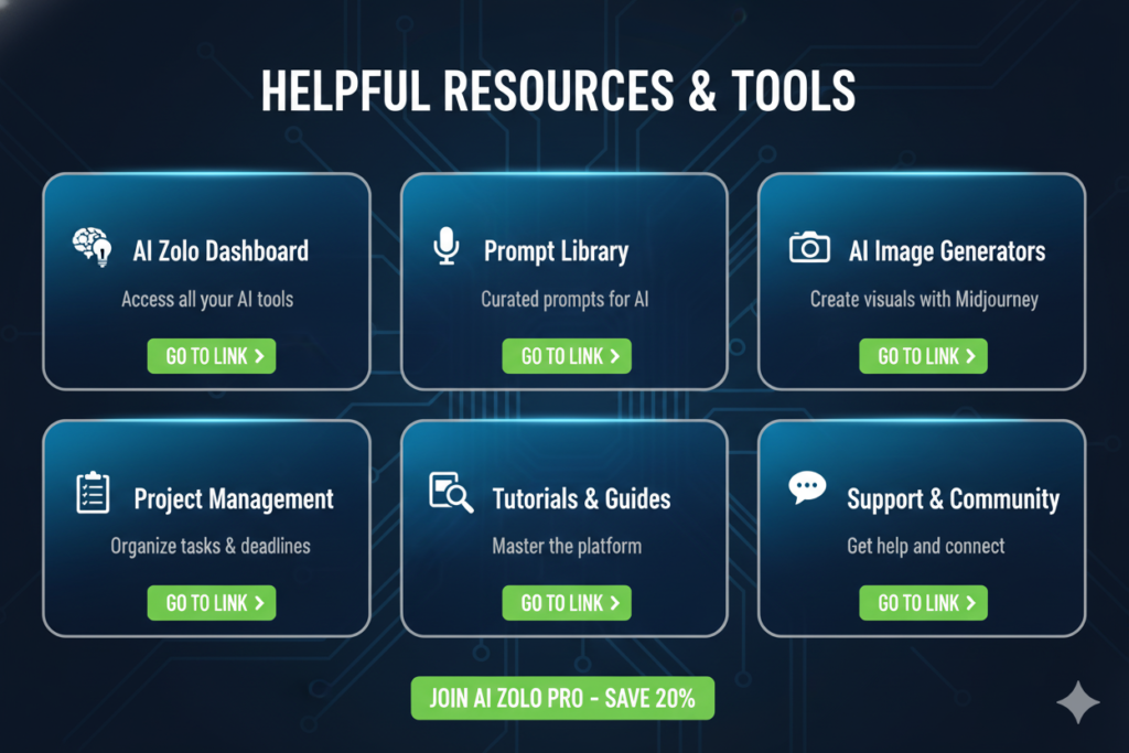 Resource card layout showing helpful links and tools (All in One AI Subscription for Content Creators)