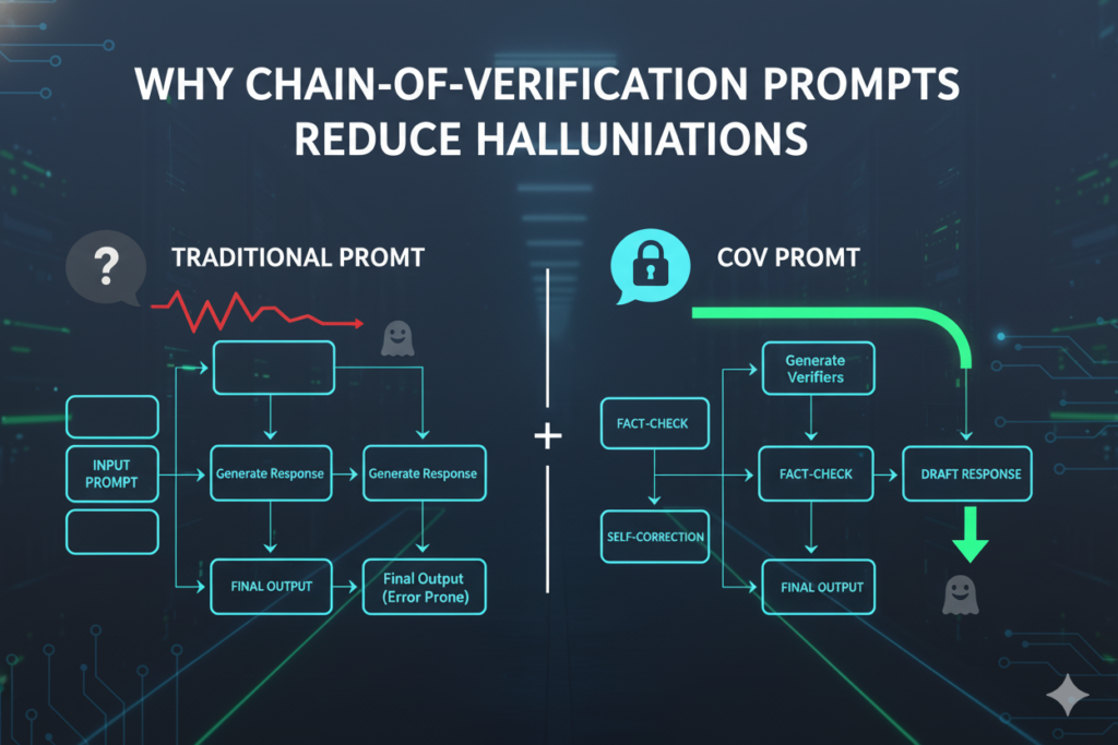 Why Chain-of-Verification Prompts Reduce Hallucinations