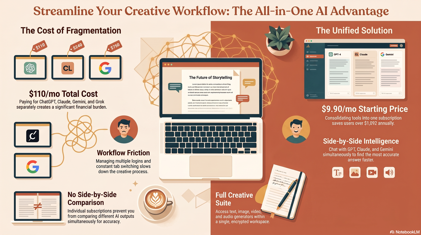 Writer using AI tool to draft a novel manuscript on laptop