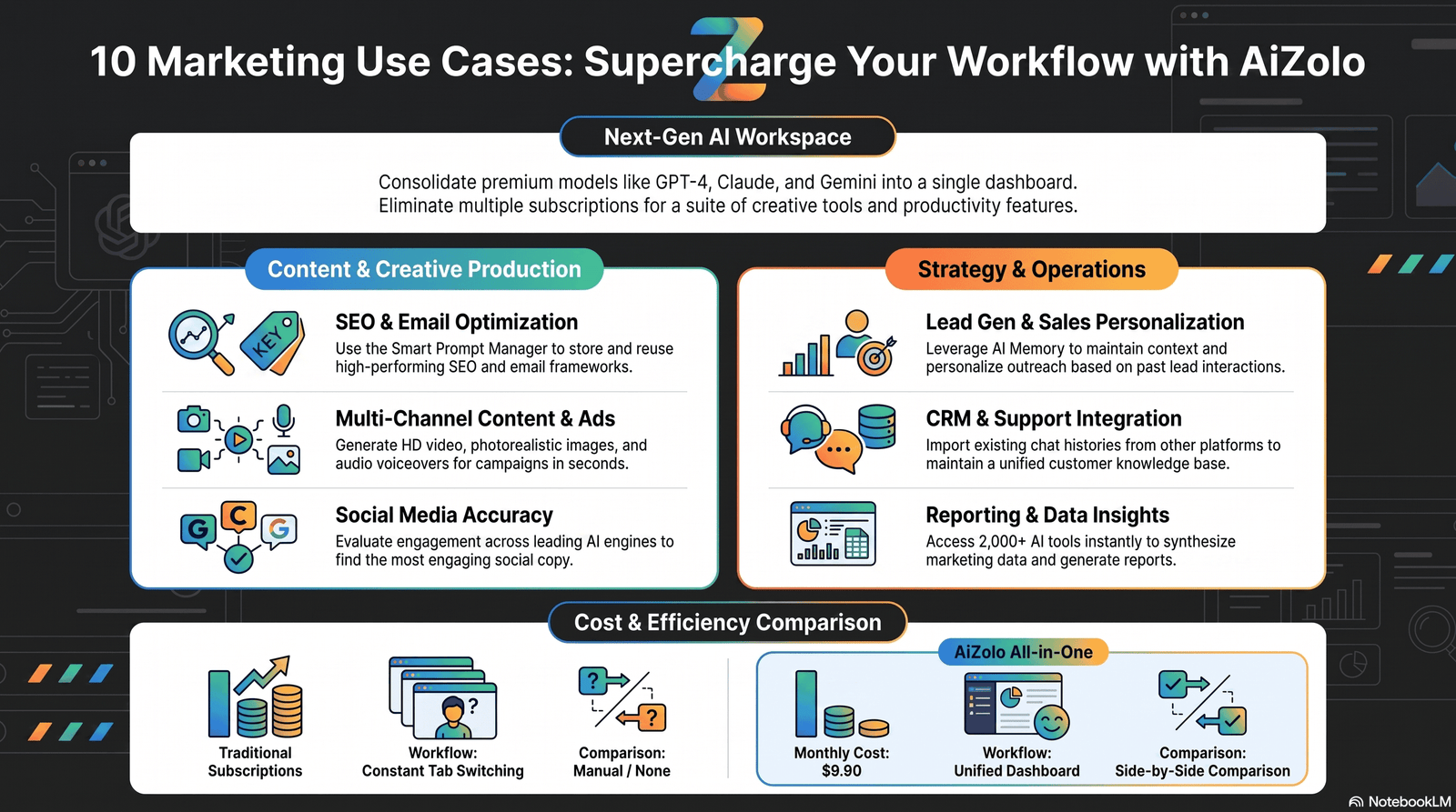 Infographic of AI marketing agent use cases across channels