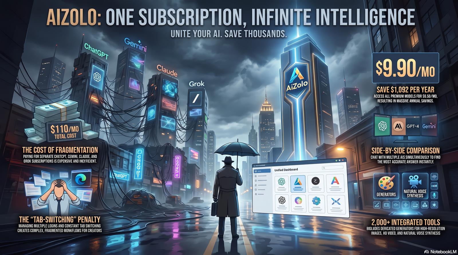 AI movie poster generator example showing a noir-style detective poster with neon lighting
