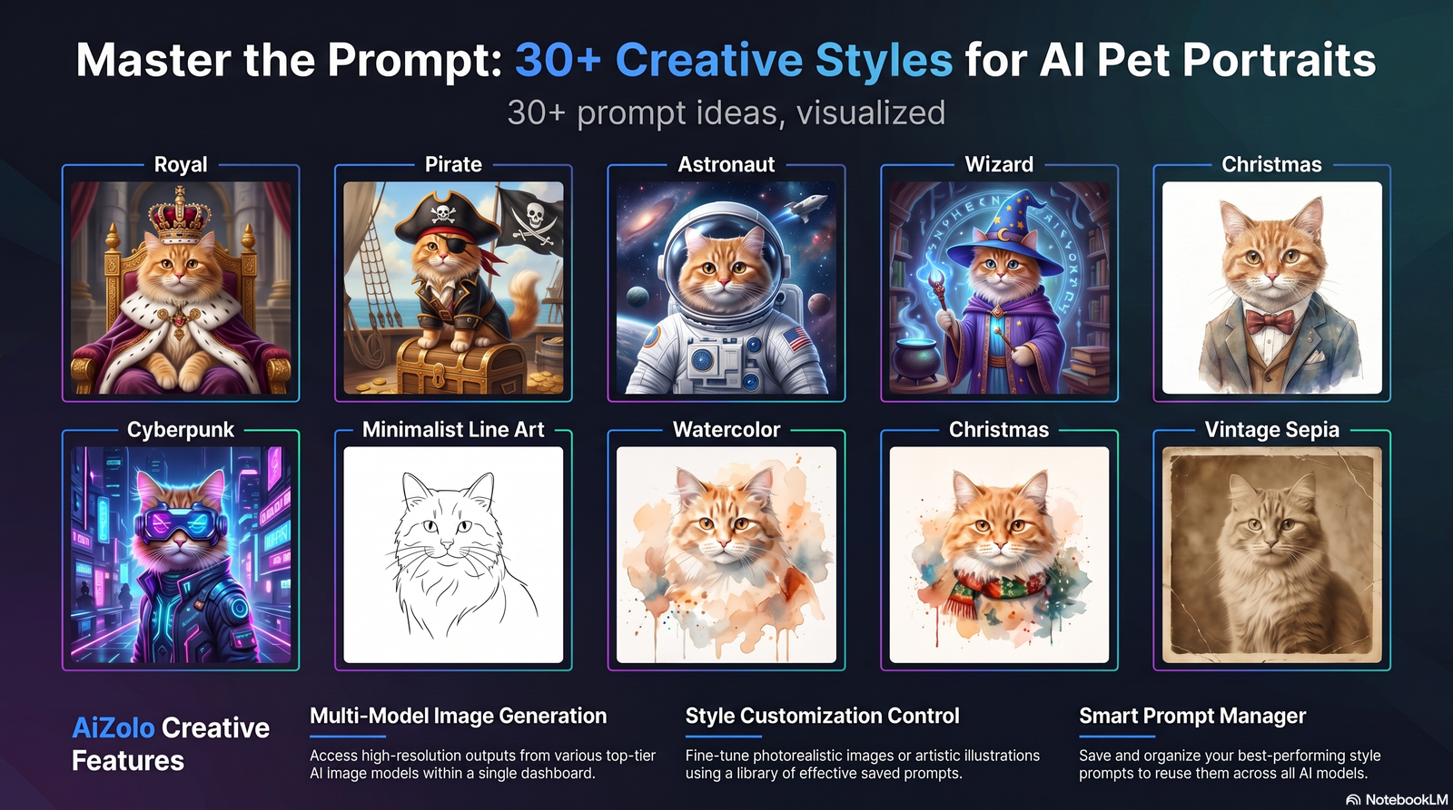 AI pet portrait generator prompt ideas collage
