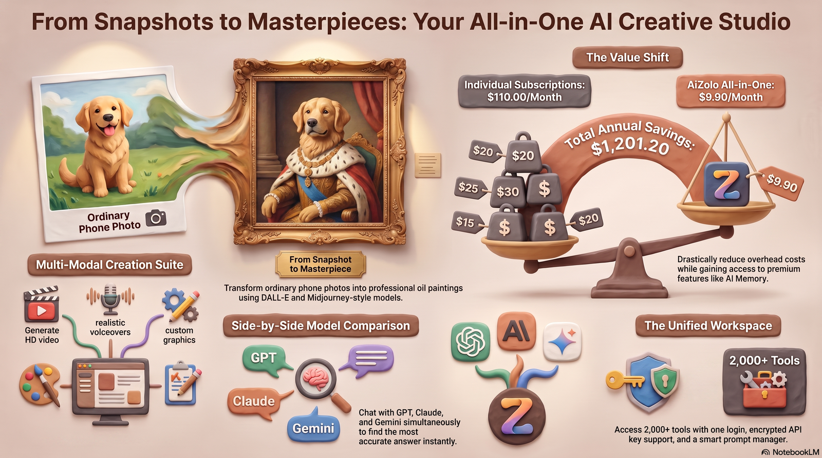 AI pet portrait generator turning a dog photo into a royal oil painting
