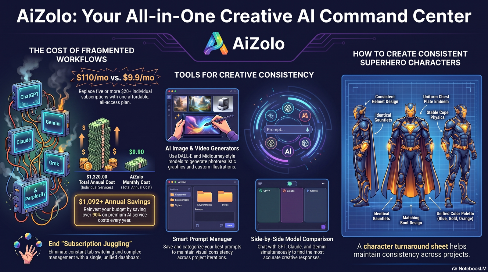 AI superhero generator character consistency turnaround sheet