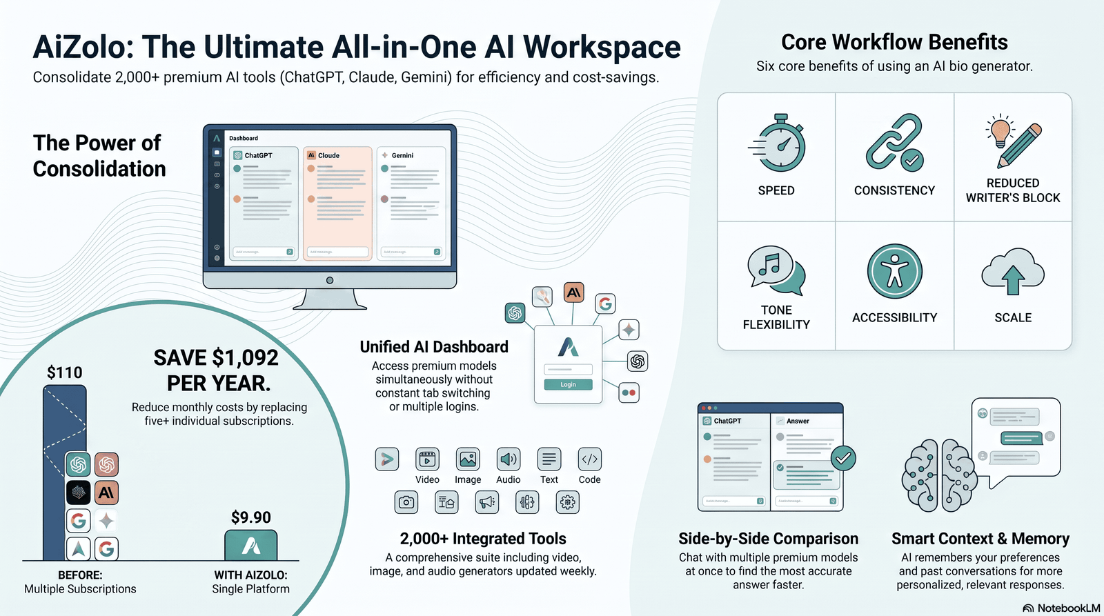 AI Bio Generator: The Complete Guide to Writing a Better Bio in Minutes 3 Benefits of AI bio generator icon grid