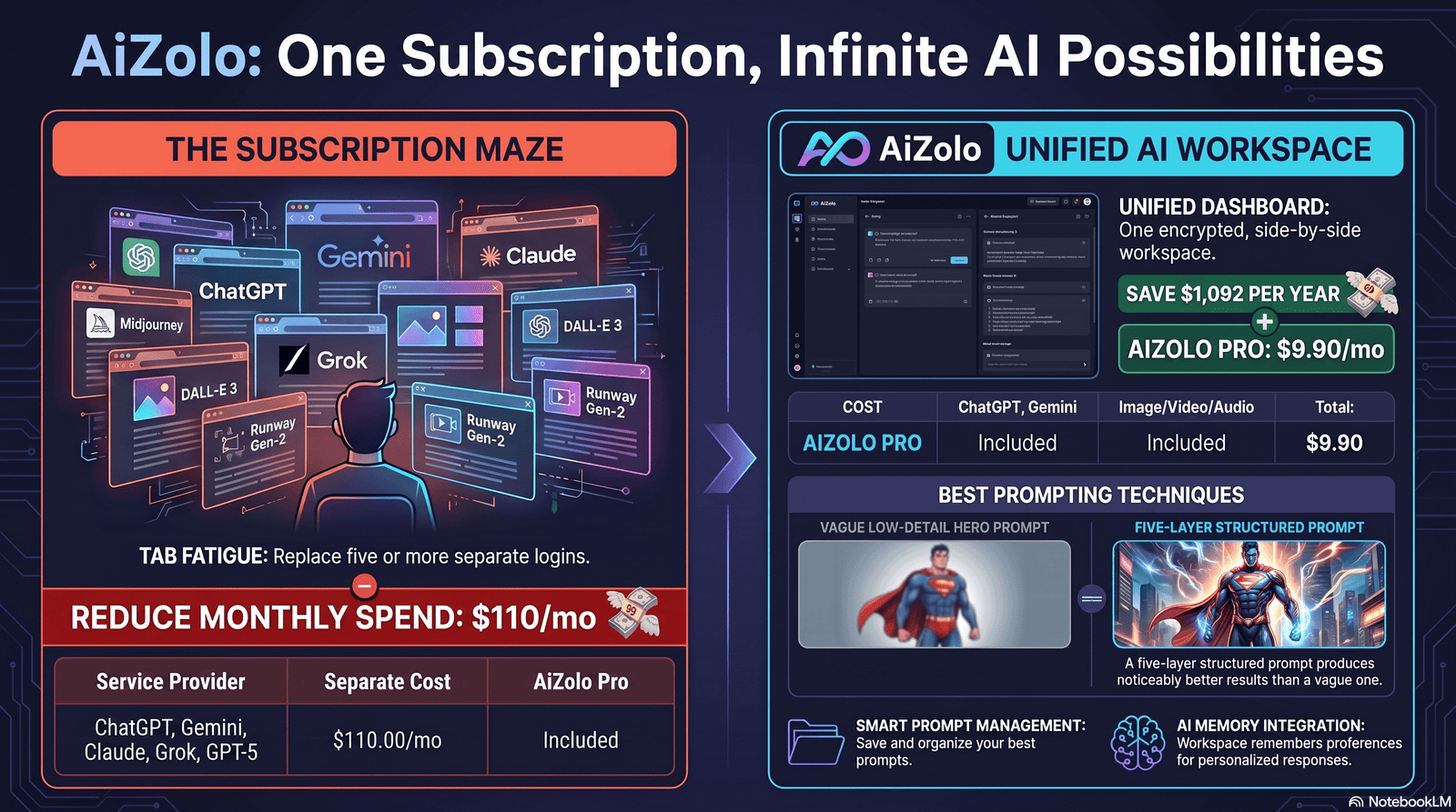 Comparison of vague vs structured AI superhero generator prompts