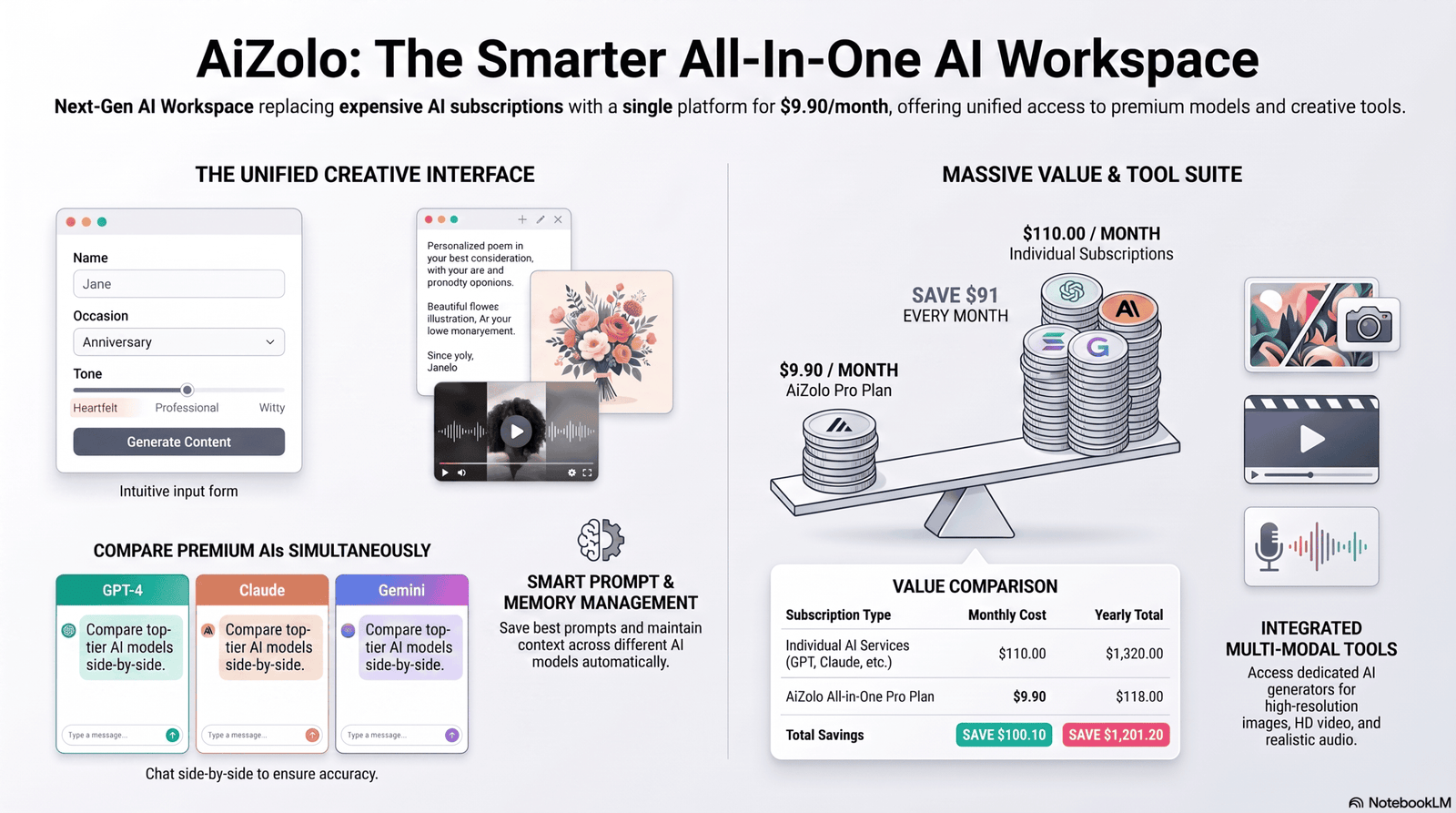Comparison table of AI love letter generator tools and features
