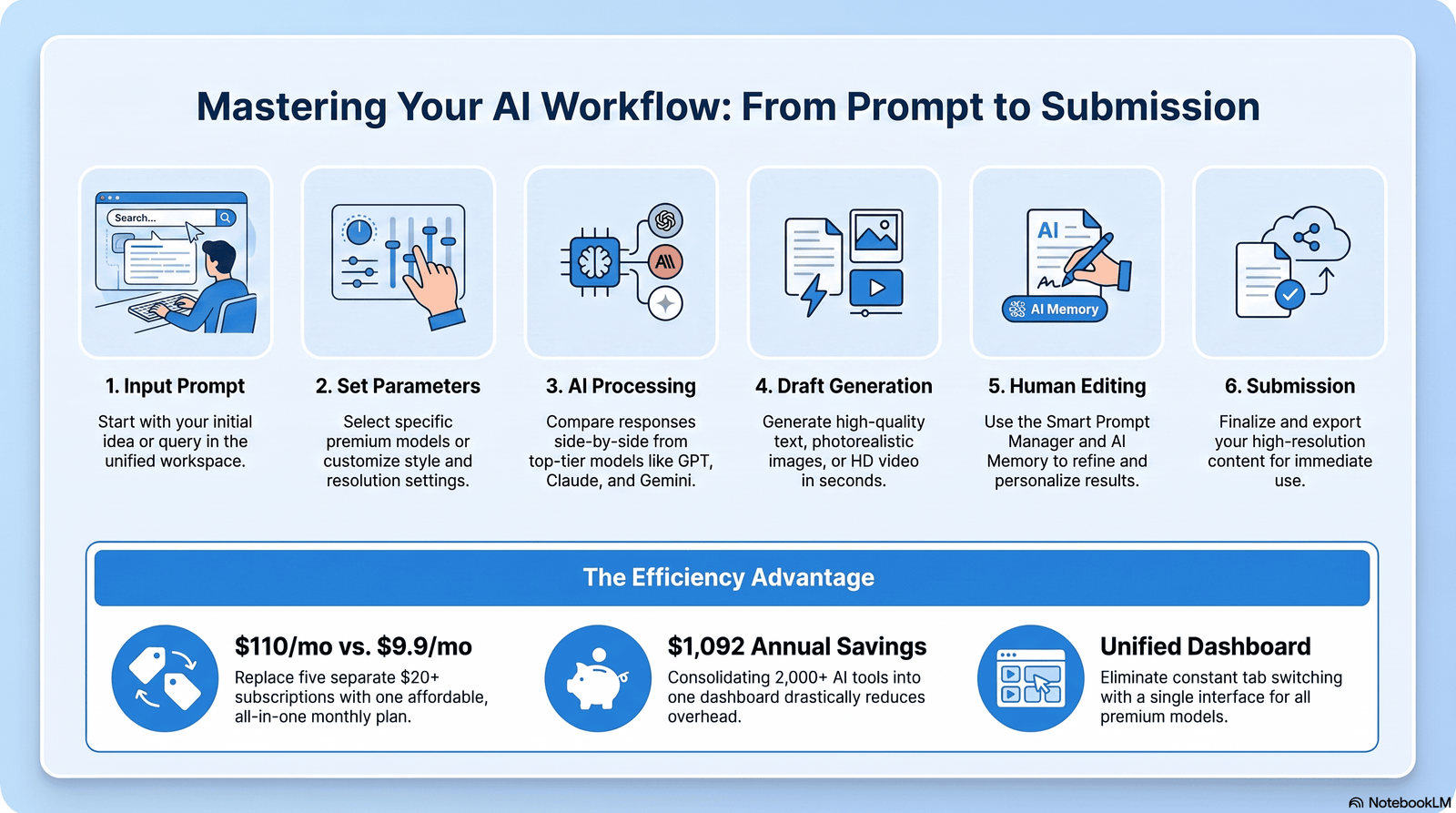 Flowchart showing how an AI discussion post generator processes a prompt into a final post
