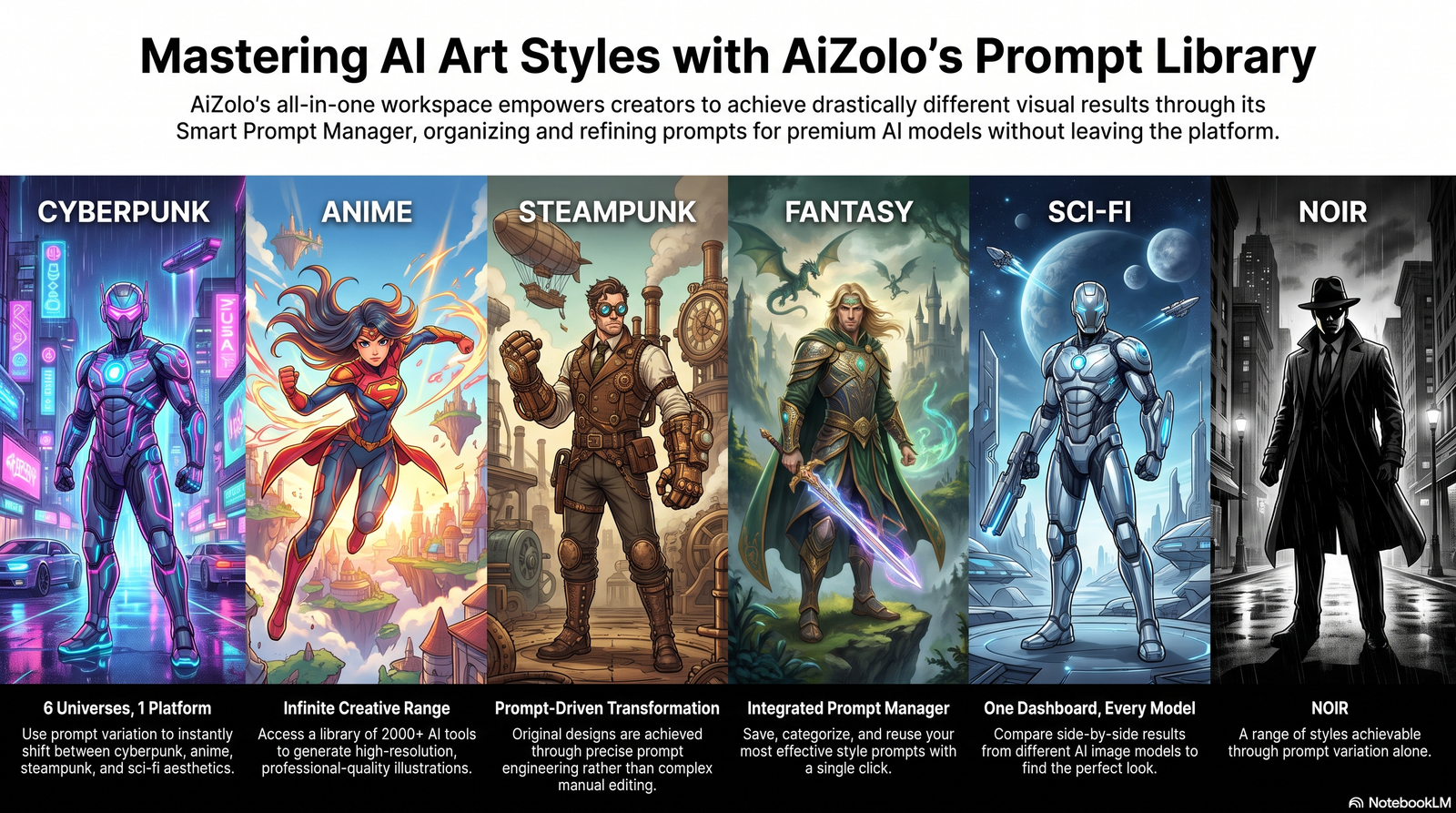 Multiple AI superhero art styles generated from different prompts