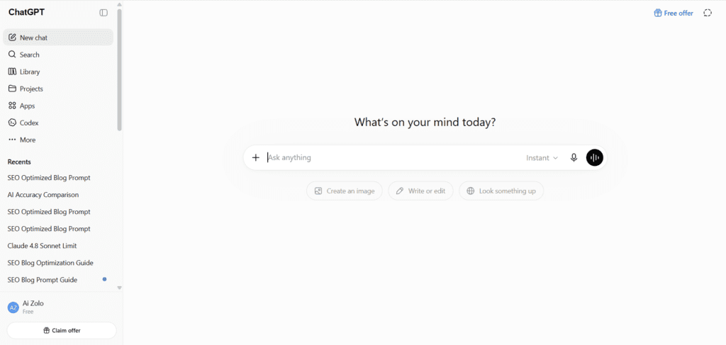 OpenAI ChatGPT interface showing the chat input box