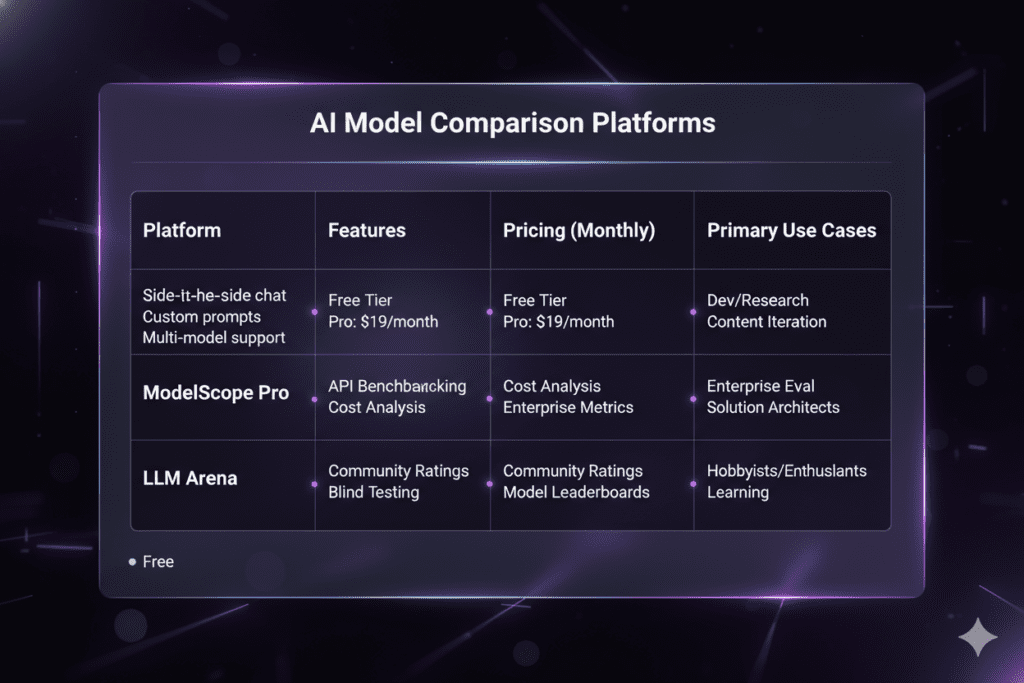 AI model comparison websites 2026