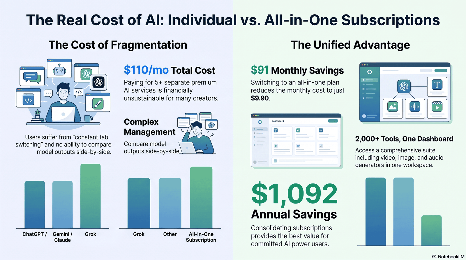 AI subscription cost comparison chart 2026