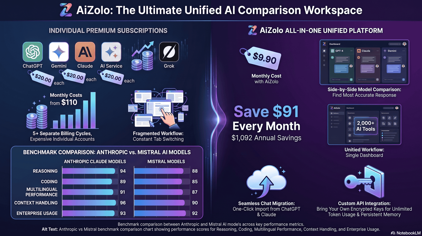 Anthropic vs Mistral benchmark comparison chart.