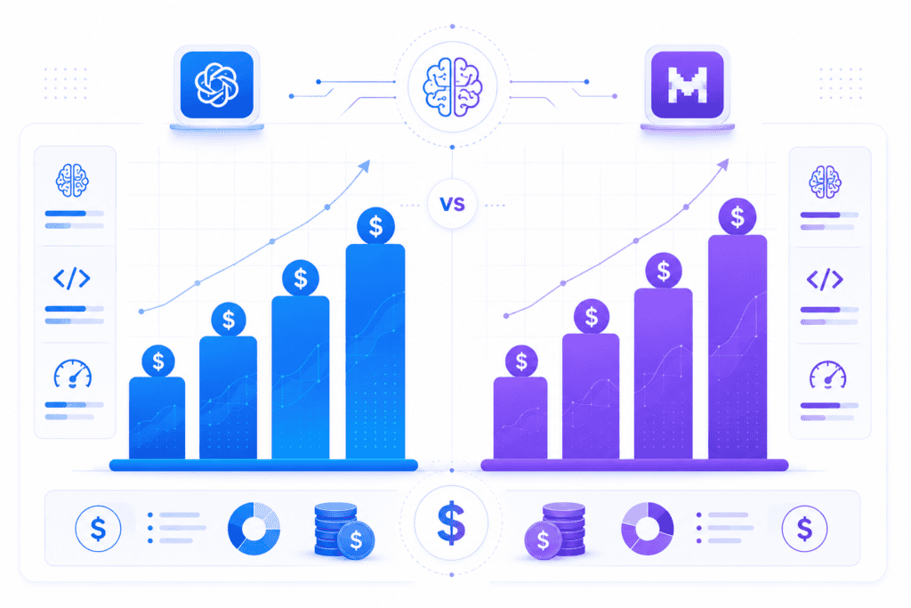 Bar chart comparing OpenAI and Mistral AI API pricing per million tokens in 2026