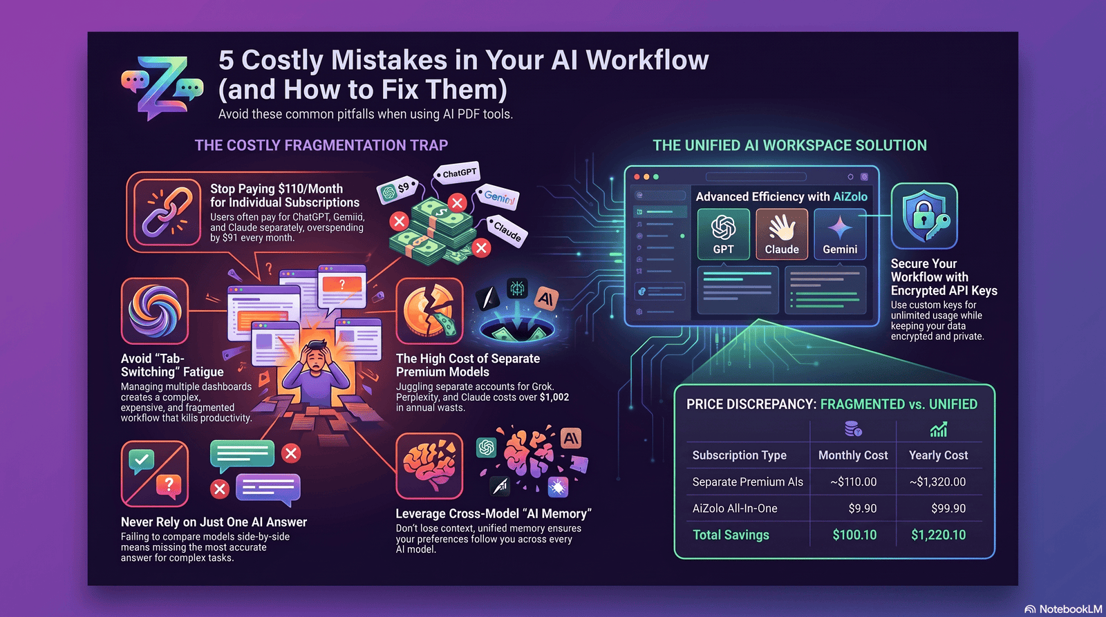 Common mistakes using AI PDF tools infographic