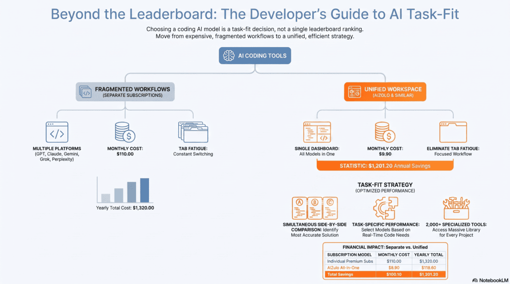 Decision flowchart for choosing the best AI for coding tasks in 2026