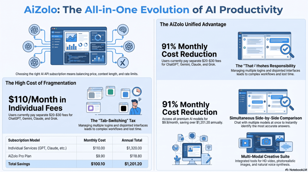 Illustration of multiple AI API providers connected through a central developer gateway