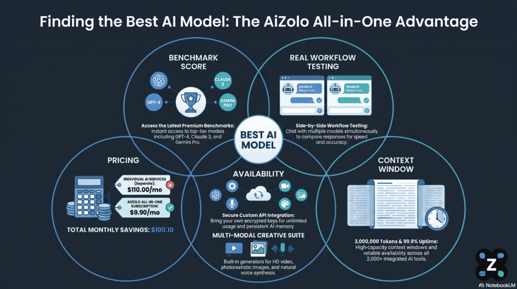 Methodology diagram for ranking the best AI models by category 2026