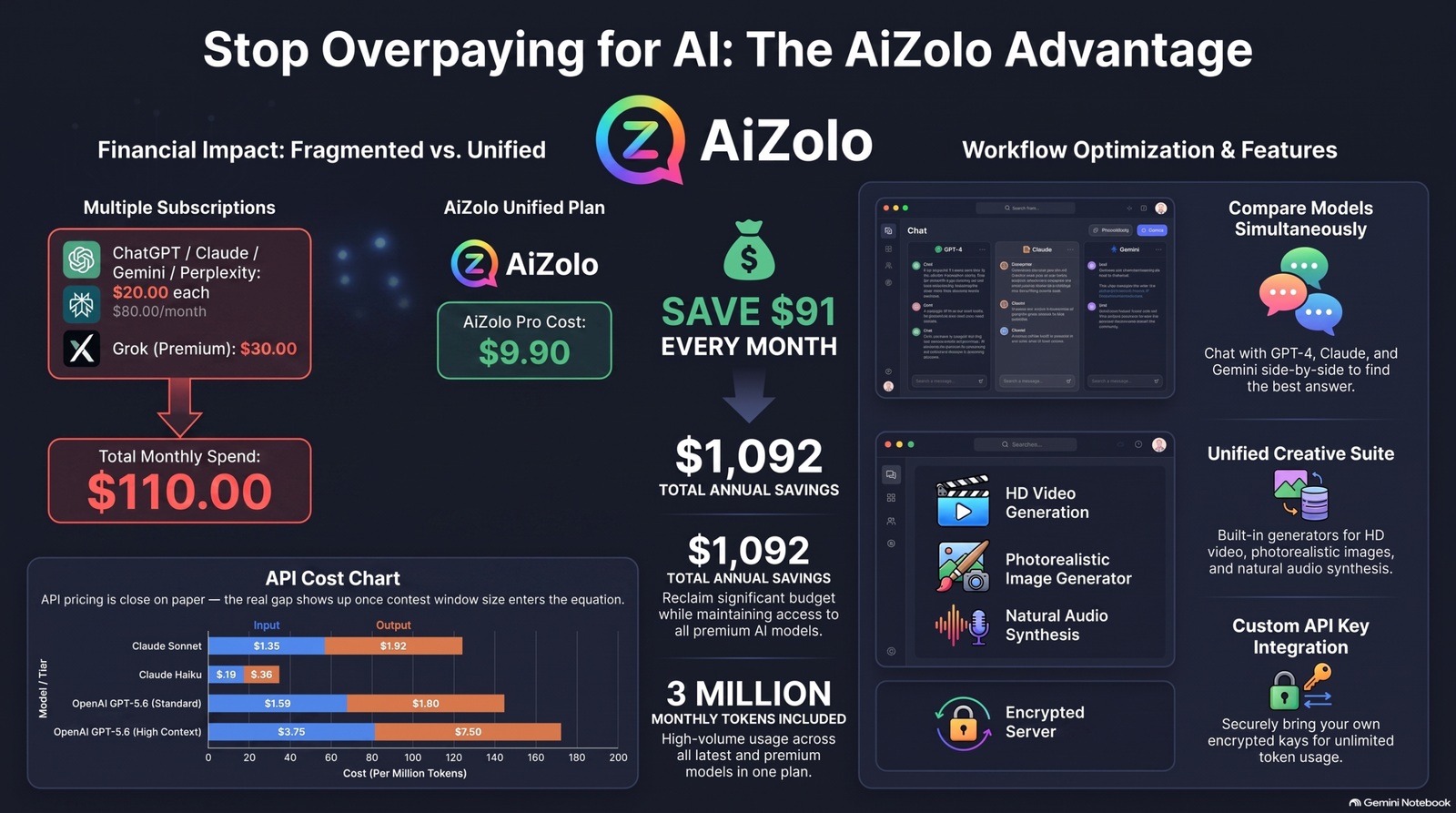 Claude vs ChatGPT API pricing chart 2026