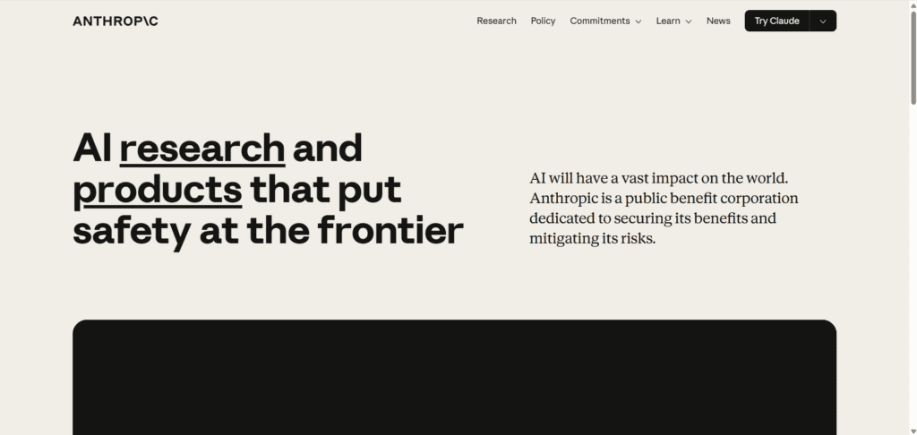 Anthropic Claude AI platform interface.