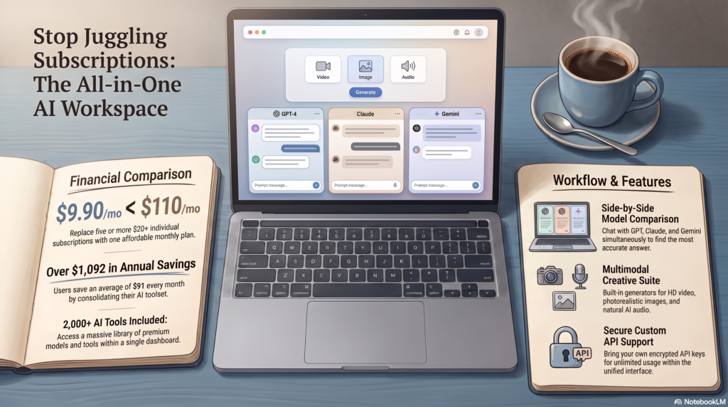 Best AI tools for content creation — workspace with laptop and notes