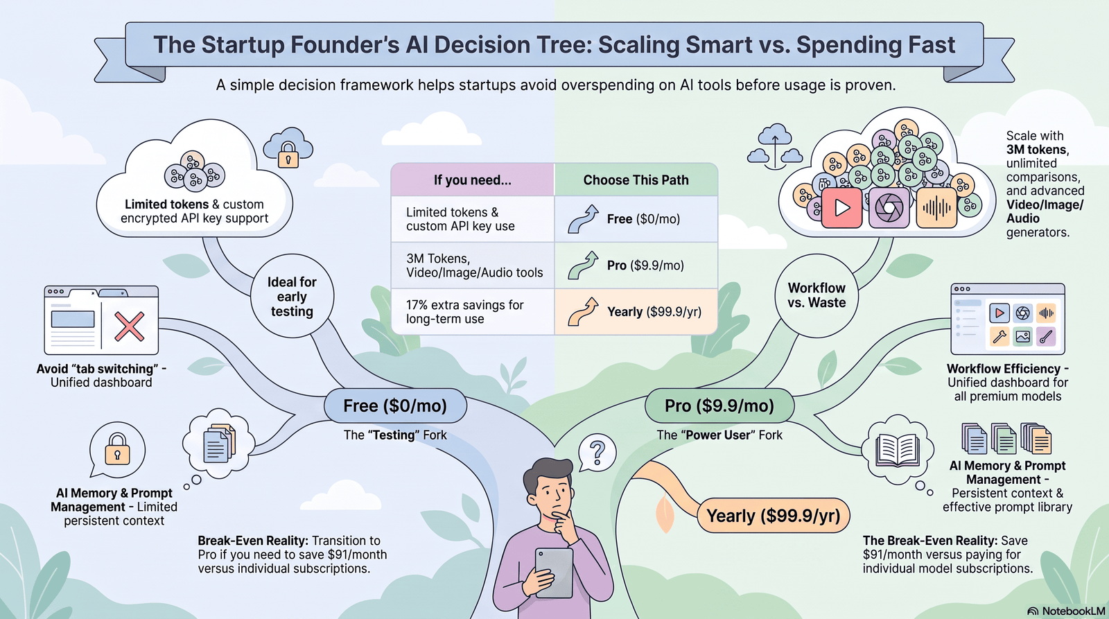 Decision framework for choosing free vs paid AI tools for startups