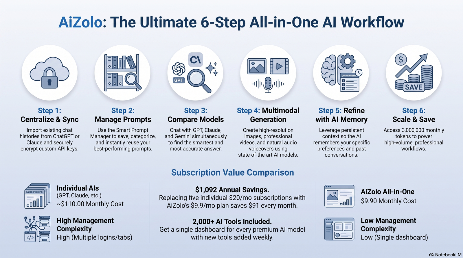 Diagram showing six-step Shopify AI product description workflow