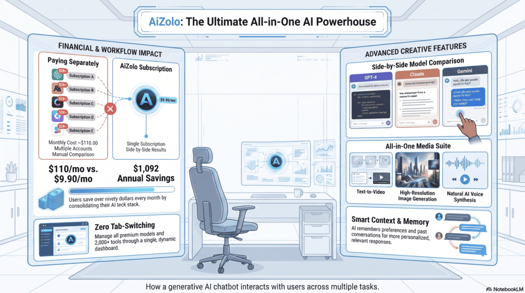 Illustration of a generative AI chatbot processing prompts and generating responses
