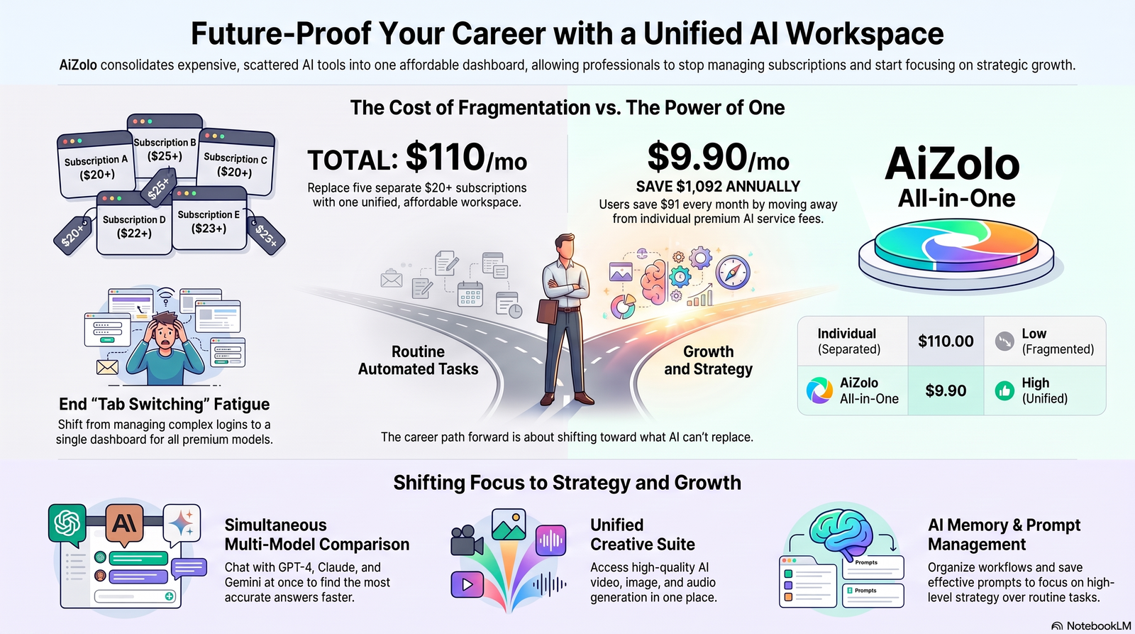 Illustration of a professional choosing a future-proof career path in the AI era