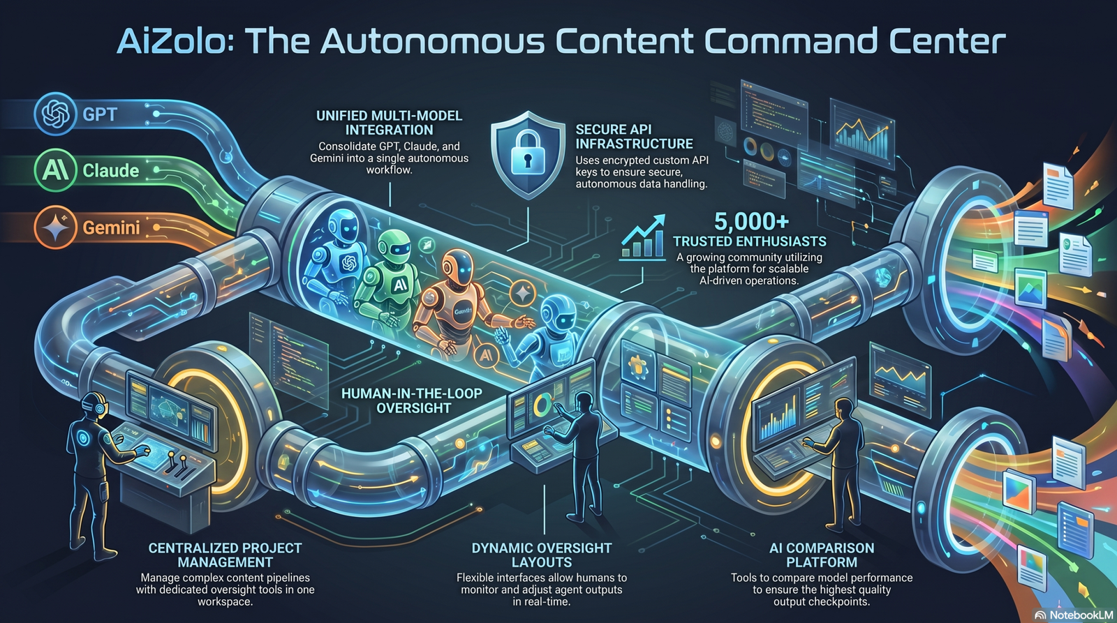 Illustration of future AI agent-driven content creation workflows