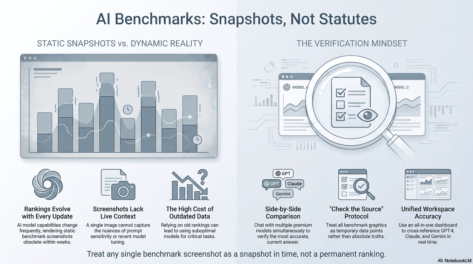 Illustration representing AI benchmark comparison caution 