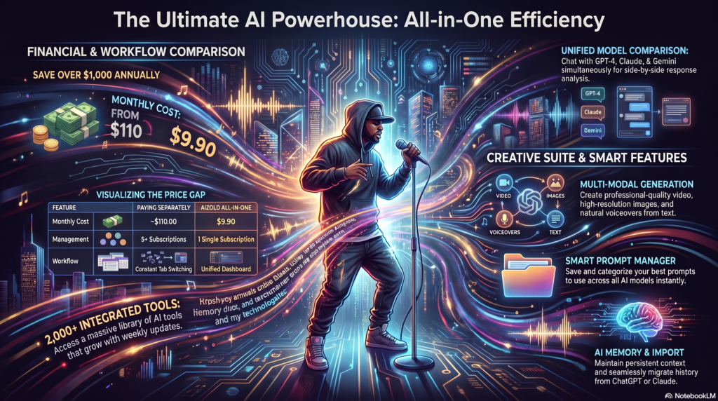 Rap lyrics generator AI illustration showing a rapper writing with AI-assisted text