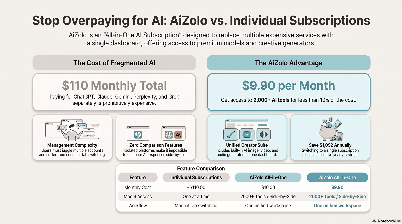 TypingMind vs AiZolo: Which AI Platform Offers Better Value in 2026? 2 TypingMind vs AiZolo feature and pricing comparison table