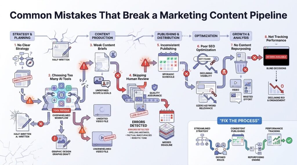 Common Mistakes That Break a Marketing Content Pipeline