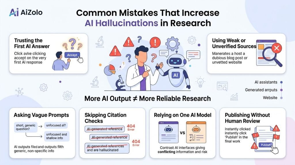 Best AI Workflow for Reducing Hallucinations in Research 12 Common Mistakes That Increase AI Hallucinations in Research