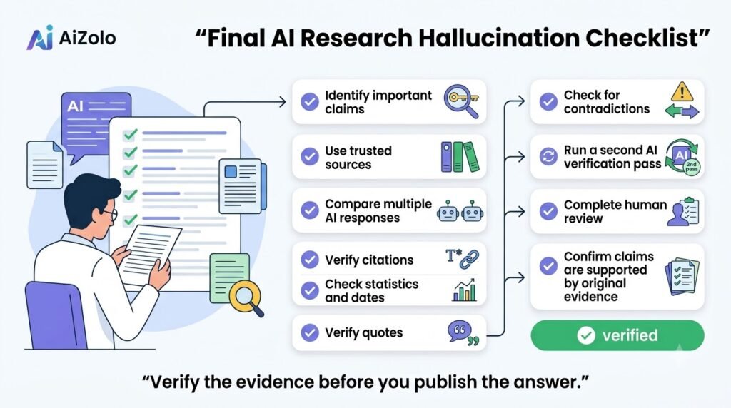 Best AI Workflow for Reducing Hallucinations in Research 13 Final AI Research Hallucination Checklist