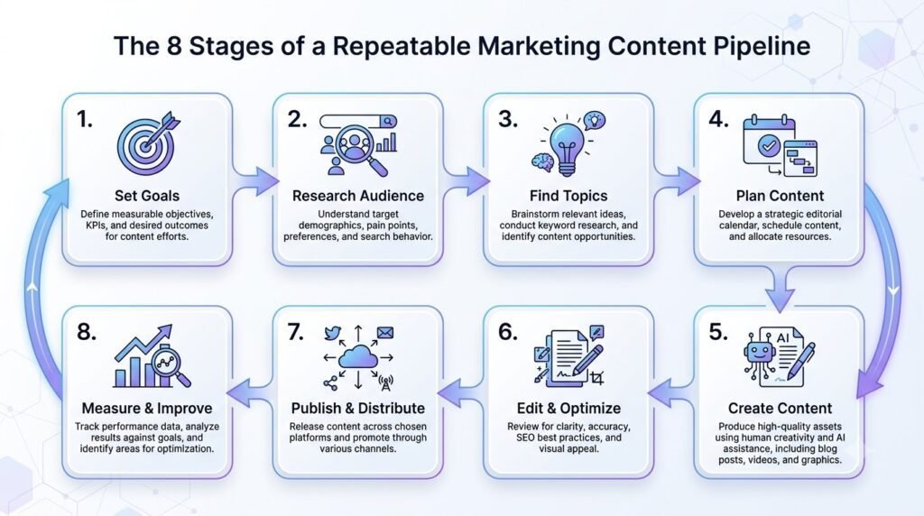 The 8 Stages of a Repeatable Marketing Content Pipeline