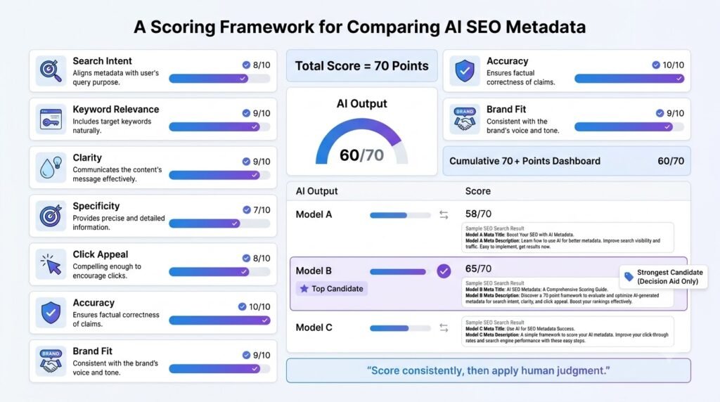 How to Compare AI-Generated SEO Meta Titles and Descriptions 6 A Scoring Framework for Comparing AI SEO Metadata