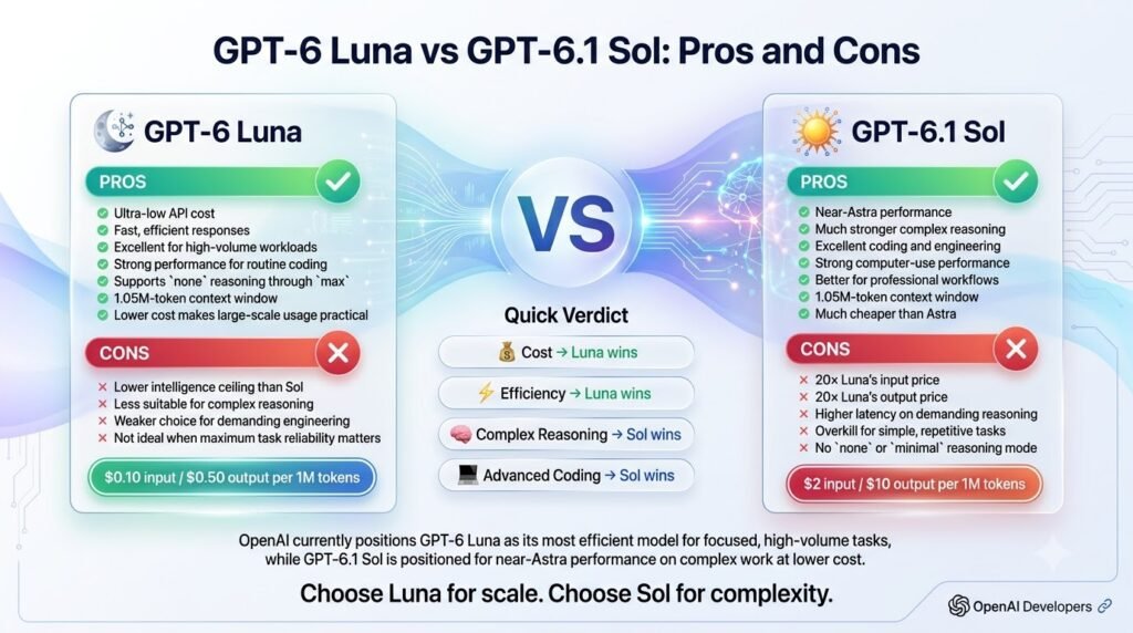 GPT 6 Luna vs GPT 6.1 Sol