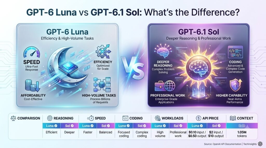 GPT 6 Luna vs GPT 6.1 Sol What's the Difference