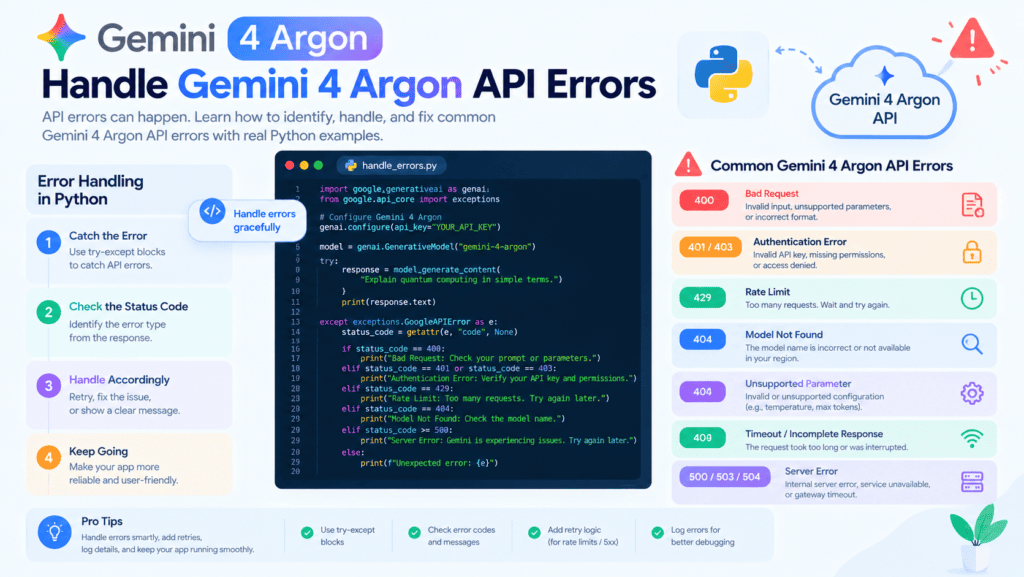 Gemini 4 Argon Python API Example: Step-by-Step Guide 6 Handle Gemini 4 Argon API Errors