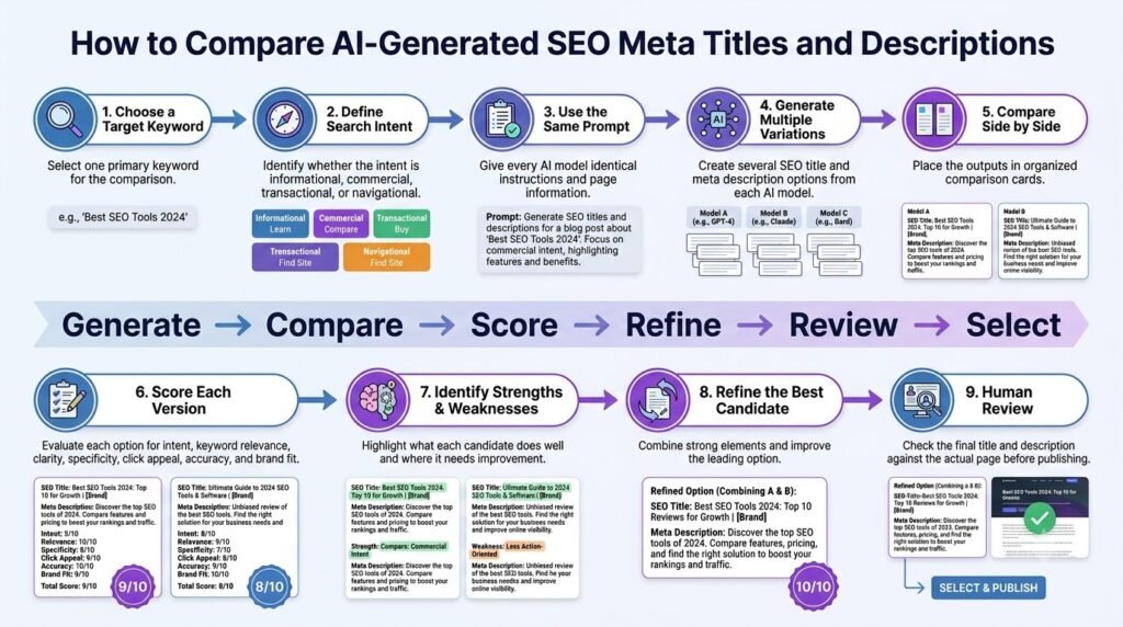 How to Compare AI-Generated SEO Meta Titles and Descriptions 5 How to Compare AI-Generated SEO Meta Titles and Descriptions