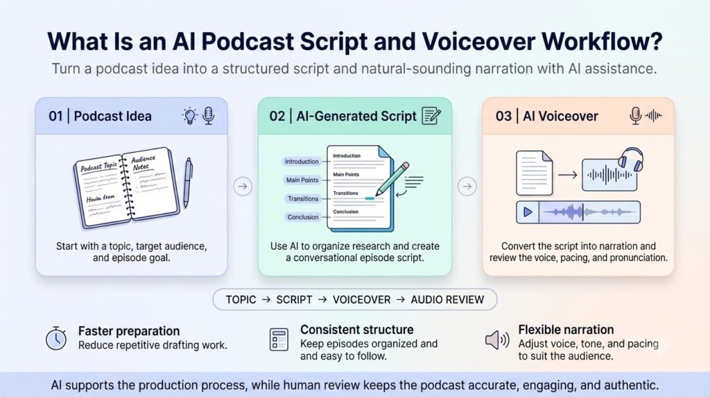 What Is an AI Podcast Script and Voiceover Workflow