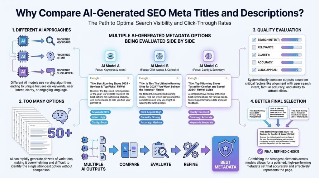 How to Compare AI-Generated SEO Meta Titles and Descriptions 2 Why Compare AI-Generated SEO Meta Titles and Descriptions